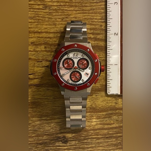 Sturhling Original Chronograph Women’s Ladies Watch Stainless Red ~Needs Battery - Picture 12 of 12